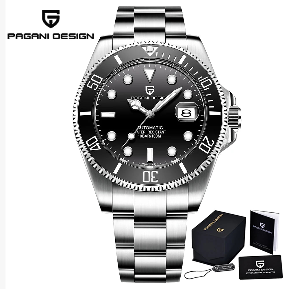 PAGANI DESIGN Men Automatic Mechanical Watches Luxury Sport Dive Clock NH35 Auto Date Sapphire 40MM Watch For Men reloj hombre