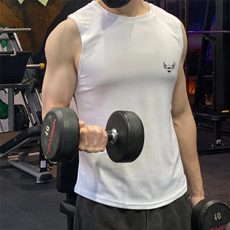 2022 NEW Men Sleeveless Sports Vest Summer Breathable quick-drying Gyms shir Male Bodybuilding Undershirt mesh Fitness Tank Tops