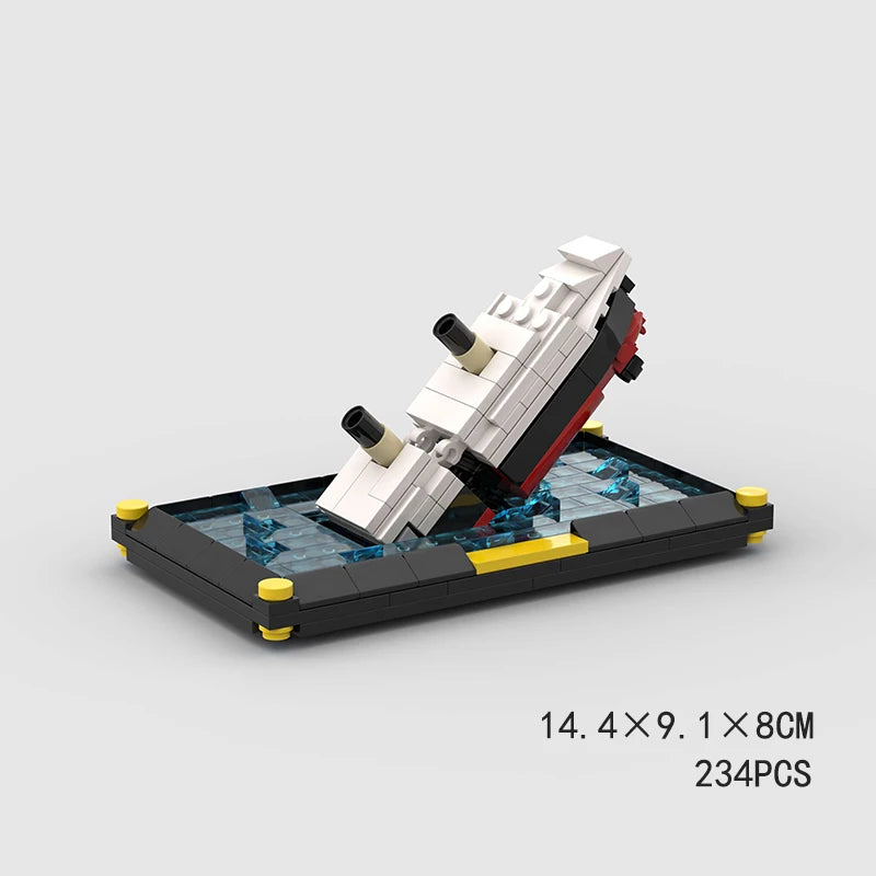 RMS Cruise Sank Titanic Break In Half With Case Model Sets Ship Building Blocks MOC Shipwreck Boat Construction Kid Toys Gifts