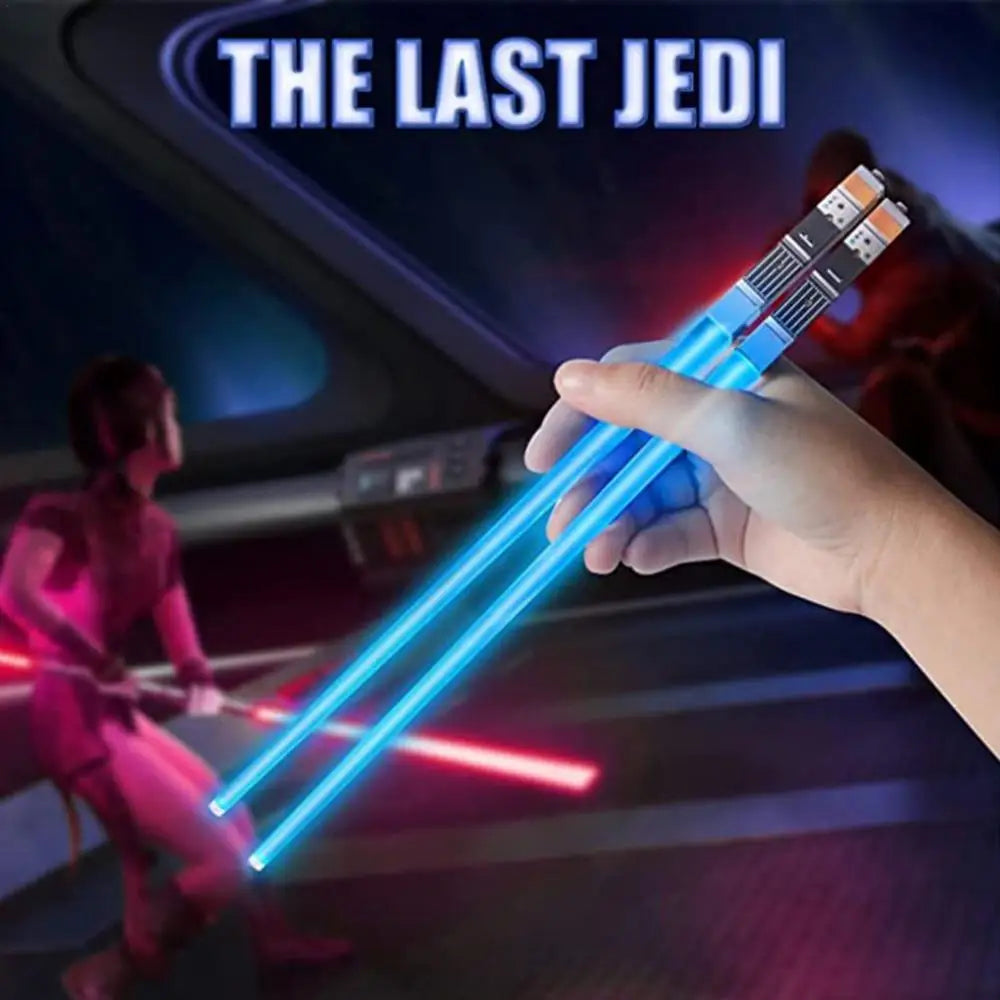 1 par de palillos luminosos con forma de sable de luz LED, desmontables, lavables, reutilizables, sin BPA, para cocina, cenas, fiestas temáticas de StarWar