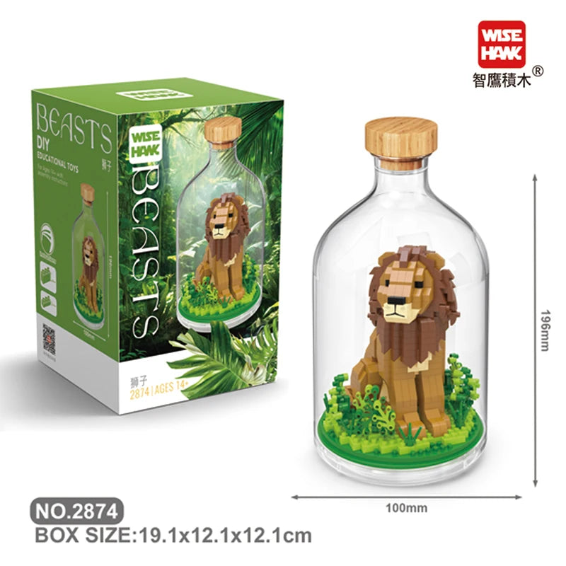 Toys Building Blocks Assembly Tiger Lion Bear Peacock Koala Animal 3D Model Educational Games for Children Kids Gifts