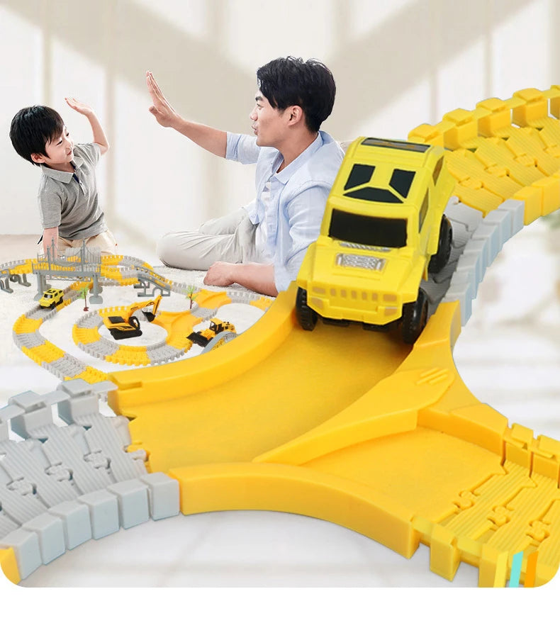 333pcs DIY Race Flexible Railway Racing Play Game Set Track Rail Car Toys Children Bend Electronic Educational for Magic Brain