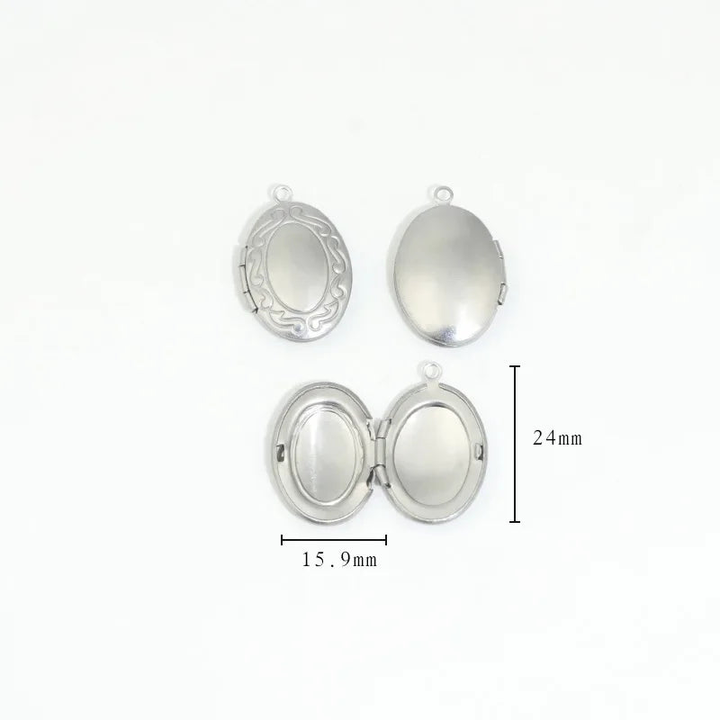 BoYuTe (20 Pieces/Lot) 316 Stainless Steel Oval Shaped Locket Pendant Can Open Photo Locket Diy Jewelry Materials