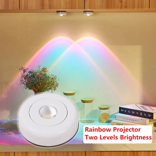 Sunset Lamp Under Cabinet Lights Battery Operated Sunset Projector Kitchen Wine Cabinet Closet Decor Bedroom Atmosphere Lamp