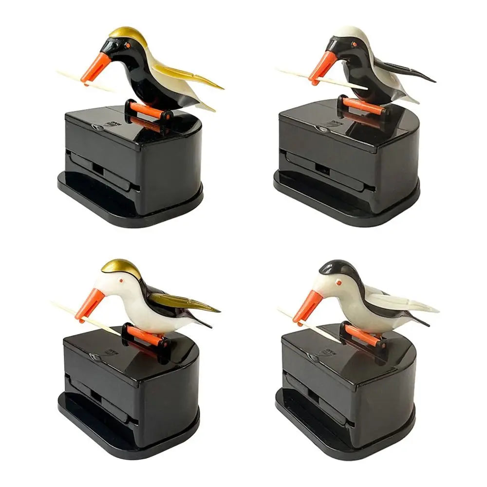 1PC Contenedor para palillos de dientes con forma de colibrí de dibujos animados Dispensador automático de palillos de dientes ABS Caja de soporte Decoración del hogar Accesorios de cocina