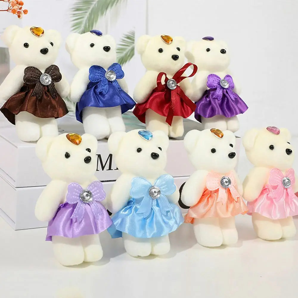 10 piezas de ramo de flores de oso de San Valentín, muñeco de peluche de dibujos animados, ramos de osito de peluche, regalos de graduación, cumpleaños, bodas, decoración de fiesta