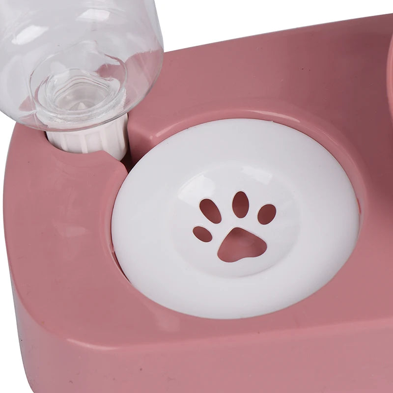 2 in 1 Cat Bowl Water Dispenser Automatic Water Storage Container Pet Feeder