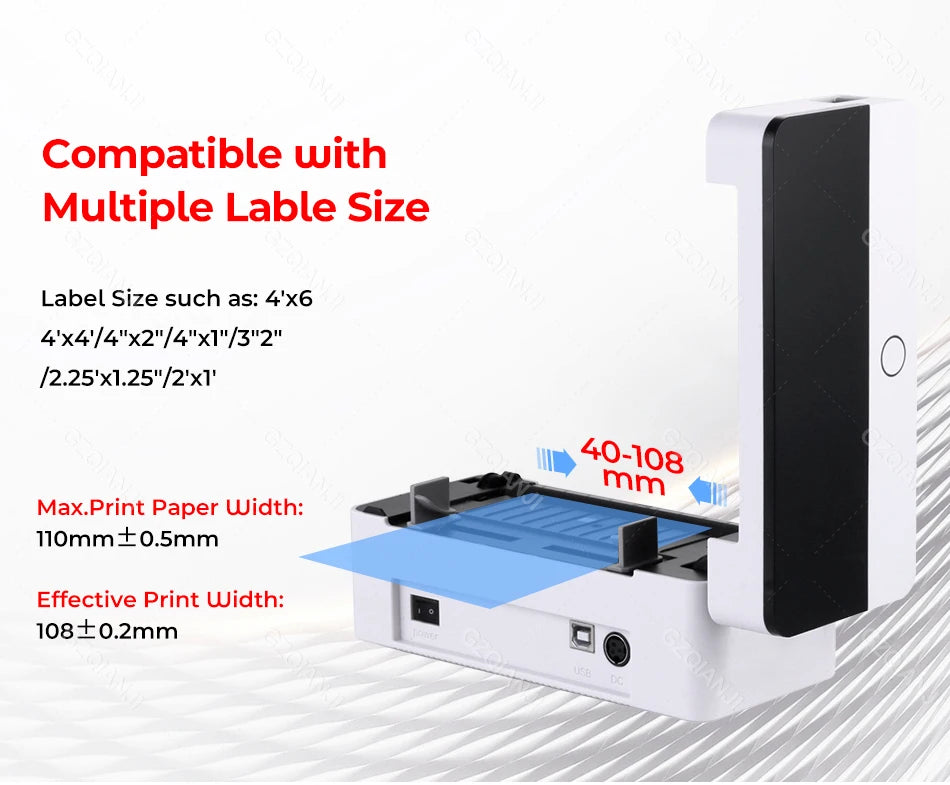 Impresora térmica de etiquetas X-Printer D463B de 80 mm, máquina para fabricar etiquetas de envío de 110 mm, USB, Bluetooth, impresión de códigos de barras de 3 o 4 pulgadas