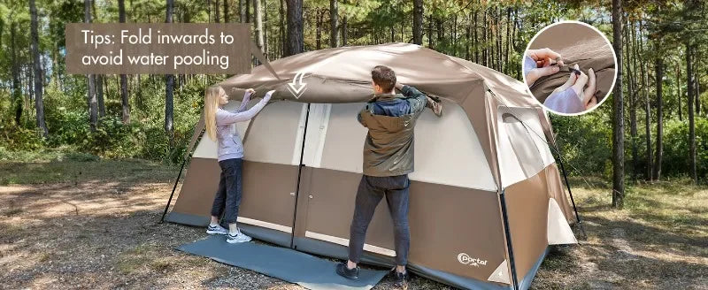 Tienda de campaña para 10 personas con porche, gran tienda de campaña familiar con 2 habitaciones, cortina dividida, para acampar al aire libre, viajar, resistente al agua