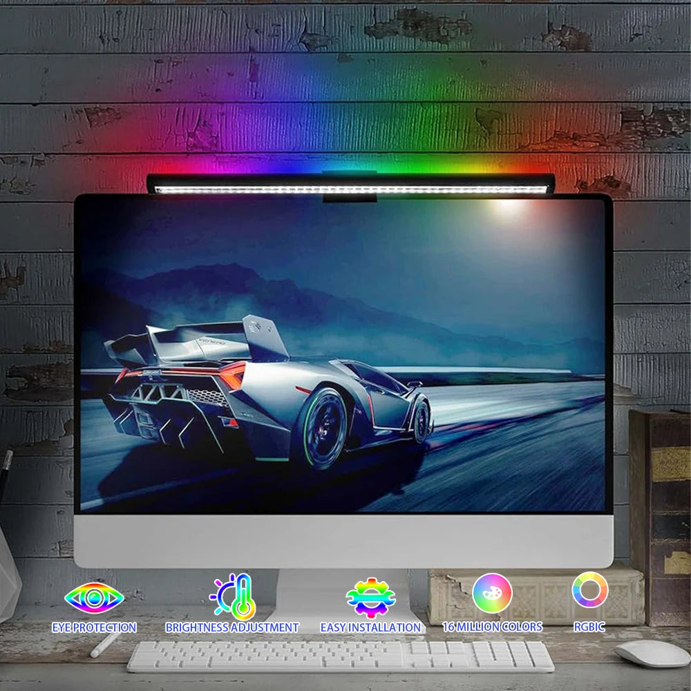 Barre lumineuse à LED RVB Wiscolor, gradation continue, éclairage de soin des yeux, atmosphère de jeu, lampe de bureau, écran d'ordinateur, lumière suspendue