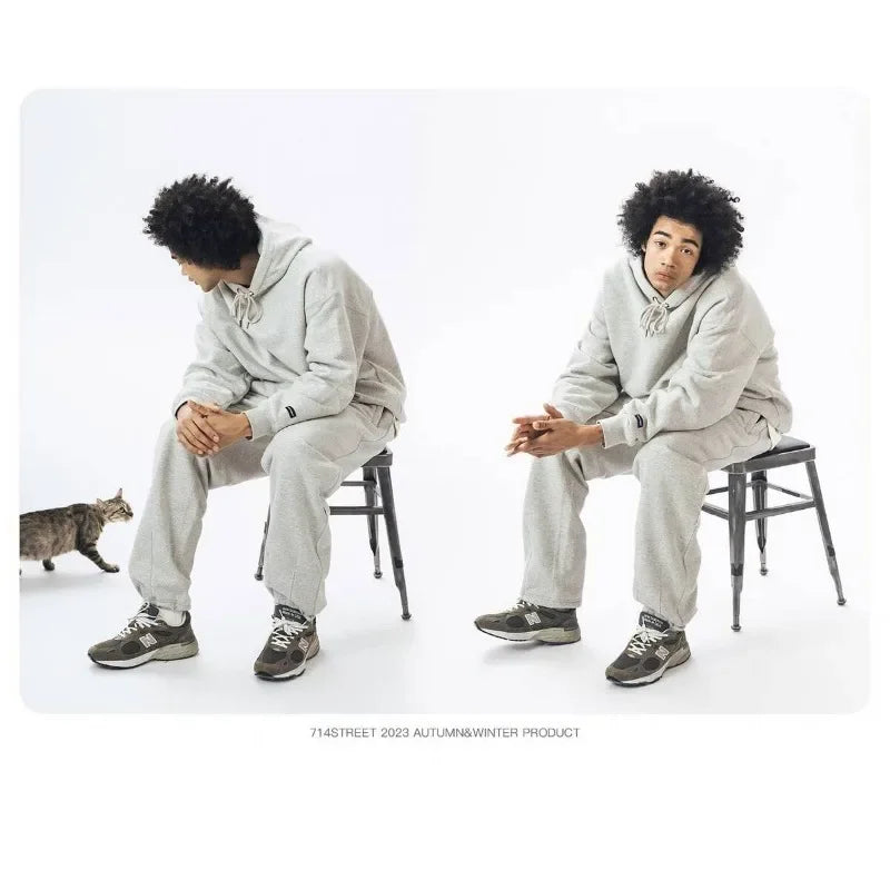 American Street Style Pattern Printed Hooded Sweater Men's and Women's Autumn and Winter Casual Fashion Couple's Coat