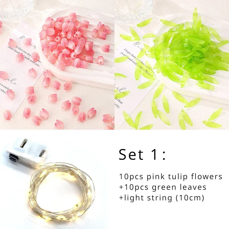 Artificial Tulip Flower Lamp Christmas Gifts Handmade DIY Infinity Tulips Garden Night Light LED Wedding Decor Birthday Gift