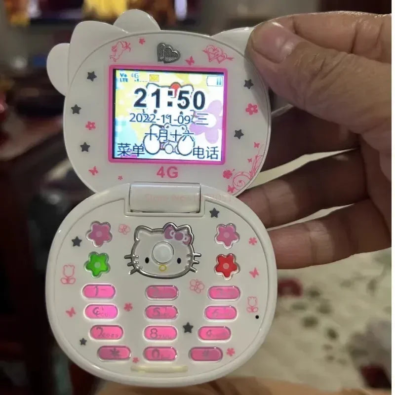 2023 New Kawaii Sanrioed Hello Kitty Flip Phone Cartoon Cute Little friends Taiml Mini Phone For Kids Toys For friends Gifts