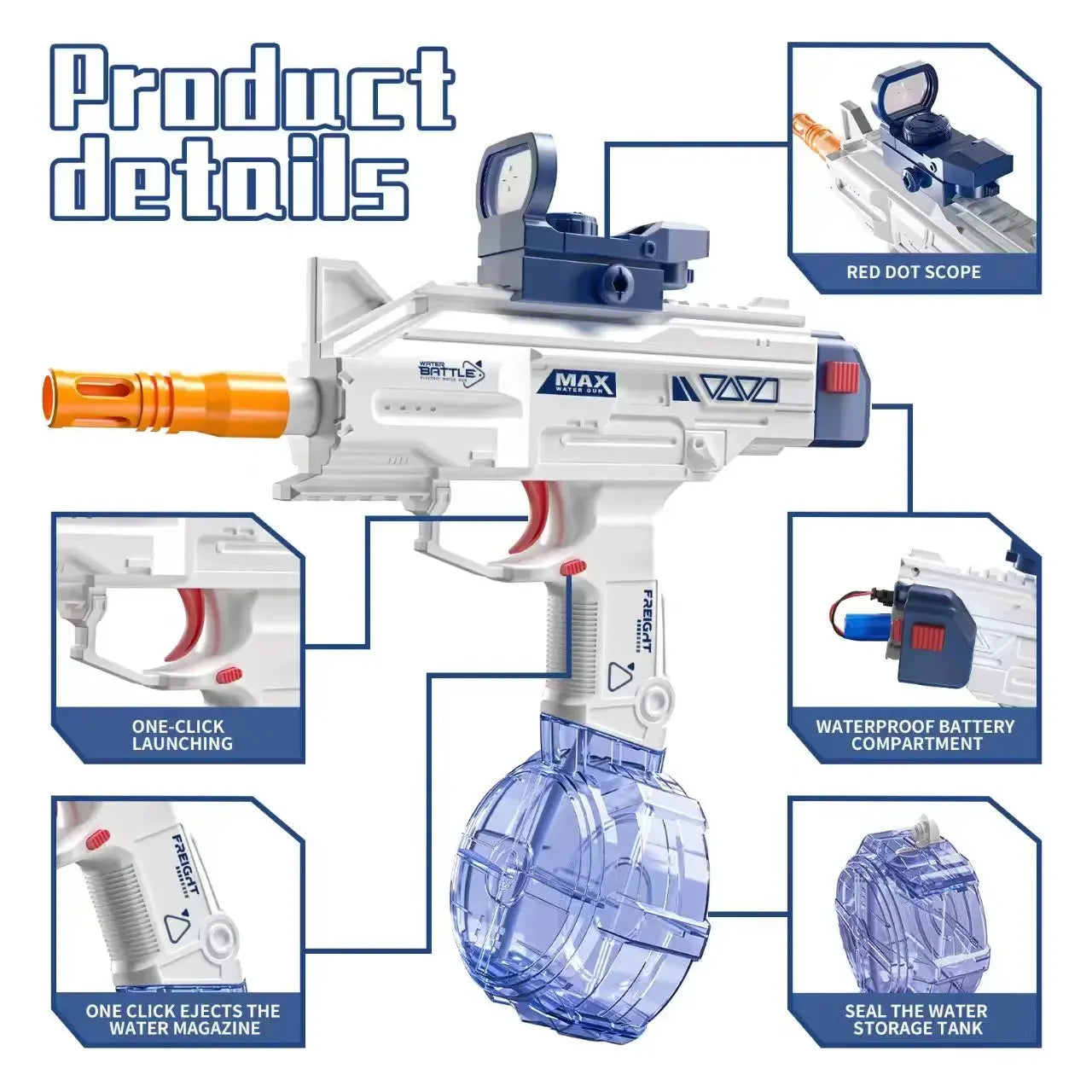 Water Gun Electric Pistol Shooting Toy Gun Full Automatic Summer Pool Beach Toy For Kids Children Boys Girls Adult