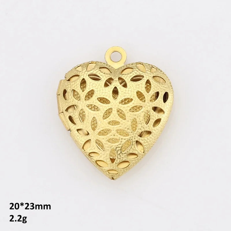 BoYuTe (50 Pieces/Lot) Heart Shaped Raw Brass Locket Pendant Materials Diy Photo Lockets Jewelry Accessories