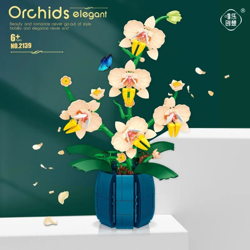 ToylinX 616PCS Orchid Flower Building Set, Building Plant Decor Flower Botanical Series for Home, Christmas Present Gift for Kid