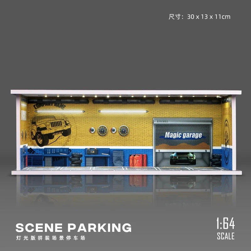 1/64 Simulated Parking Lot Model Classic Static Car Bburago Alloy Diecasting Vehicles Miniature Scene Assembly Display Frame Toy