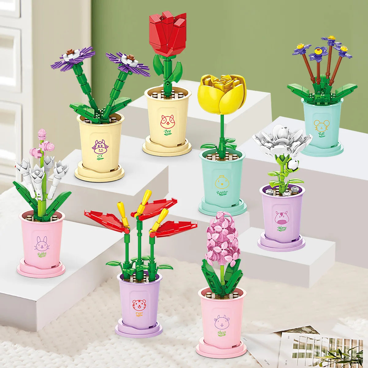 Adults Mini Flower Bouquet Particles Building Blocks for Children Girls 6 to 14 Years Old Assembly Bricks Constructor Set Gifts
