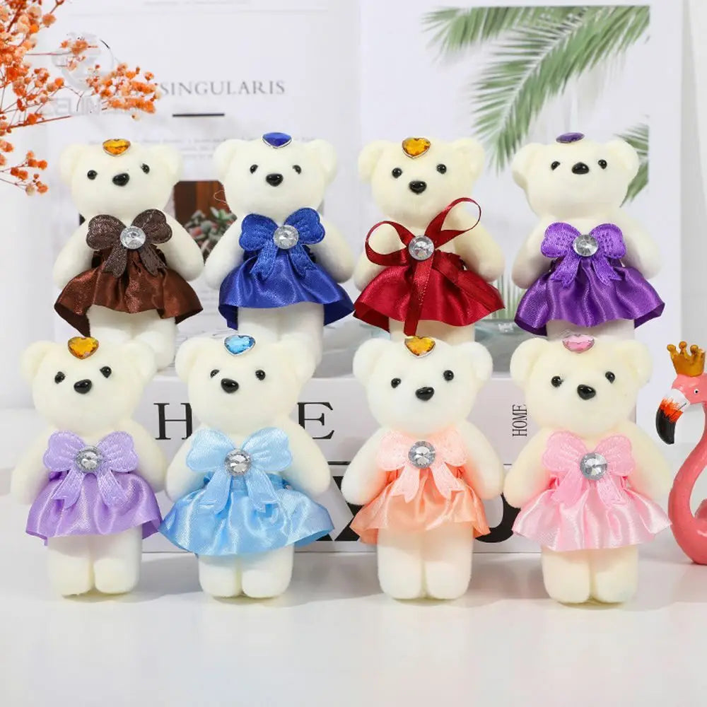 10 piezas de ramo de flores de oso de San Valentín, muñeco de peluche de dibujos animados, ramos de osito de peluche, regalos de graduación, cumpleaños, bodas, decoración de fiesta