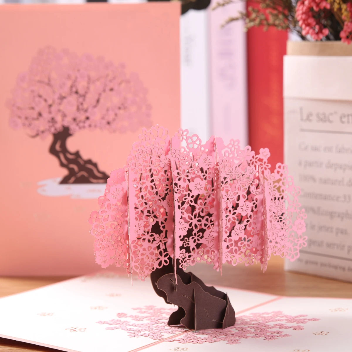 Tarjeta de felicitación emergente con flores en 3D para cumpleaños, día de la madre, día del padre, graduación, aniversario de bodas, mejórate pronto, simpatía