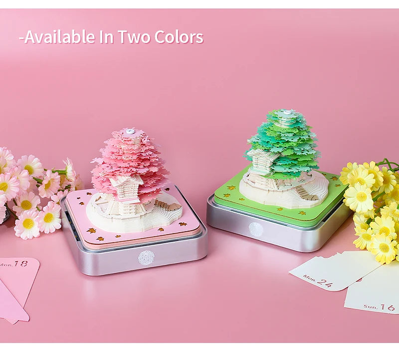 3D Omoshiroi Block Memo Pad Notepads Magical Calendar Magic Castle Sakura Tree Sticky Note Luxury Novelty Gift Items
