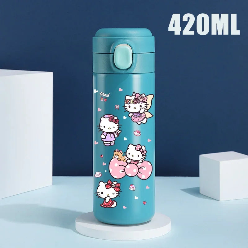 Sanrio 420 ML Thermos Mug Hello Kitty Cartoon 304 Stainless Steel Portable Water Cup Travel Water Bottle Kawaii Cups Kids Gifts