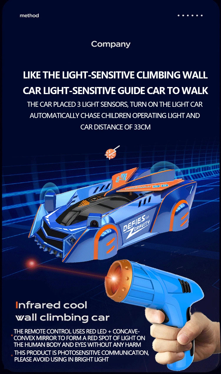 RC Car Stunt Infrared Laser Tracking Wall Ceiling Climbing Vehicle Toys For Children Remote Control Cars Follow Light Gifts boys