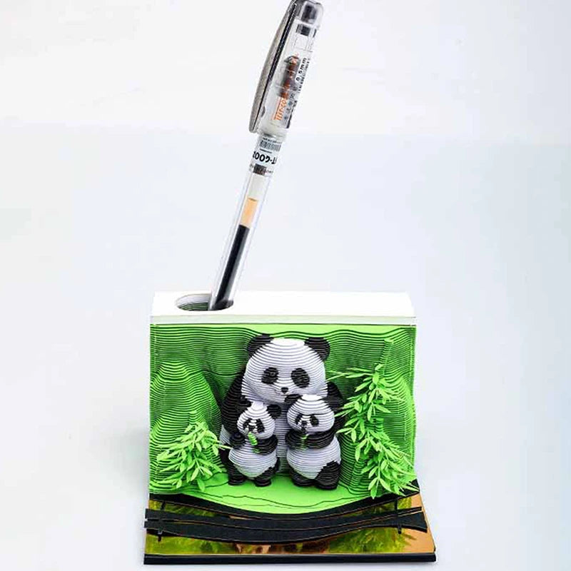 Calendario de escritorio Panda 2025 Calendario Bloc de notas Calendario de escritorio creativo Bloc de notas de bricolaje Calendario de arte 3D Tallado de papel Regalo Casa