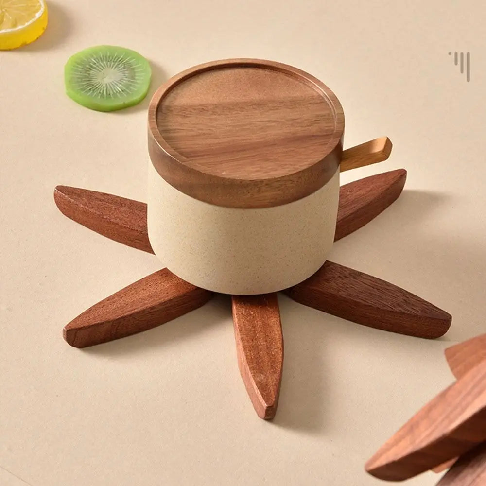 3/4PCS Anti Scald Heat Tree Design Coaster Resistant Coaster Wood Placemats Heat Insulating Mat Tree Shape Non-slip Coaster Set