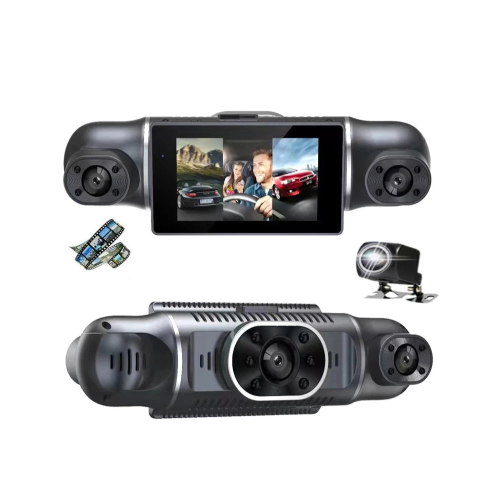 3.39 Inch IPS Screen Four Lens Vehicle DVR Dashboard Video Recorder Camera Black Car Dash Cam Monitor Universal Support 4 Lens