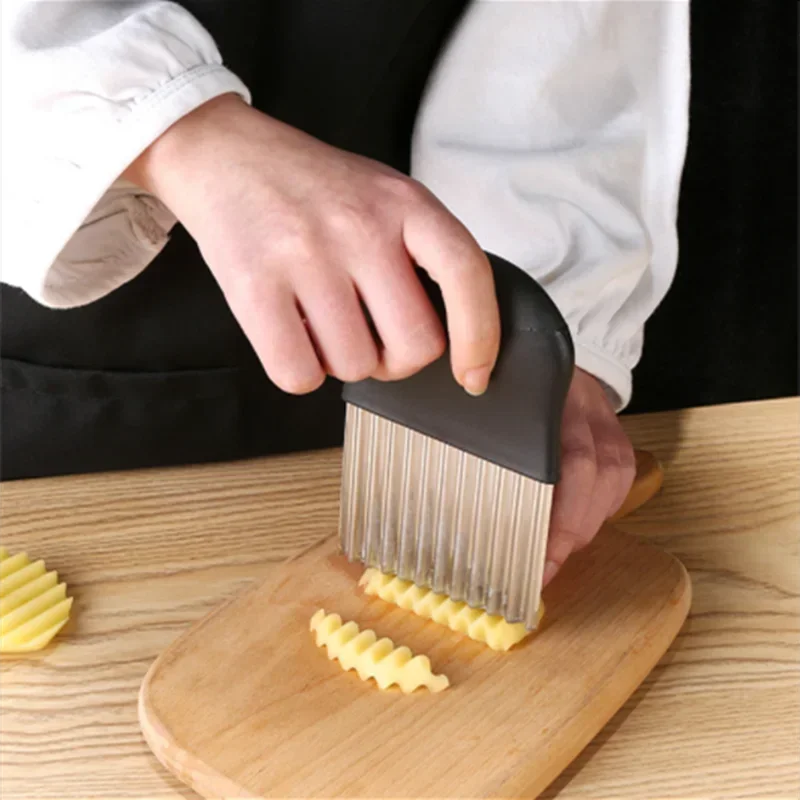 1 pieza de acero inoxidable de mano para cortar patatas fritas, cuchillo para maza, cortador de verduras multifuncional, herramientas de cocina