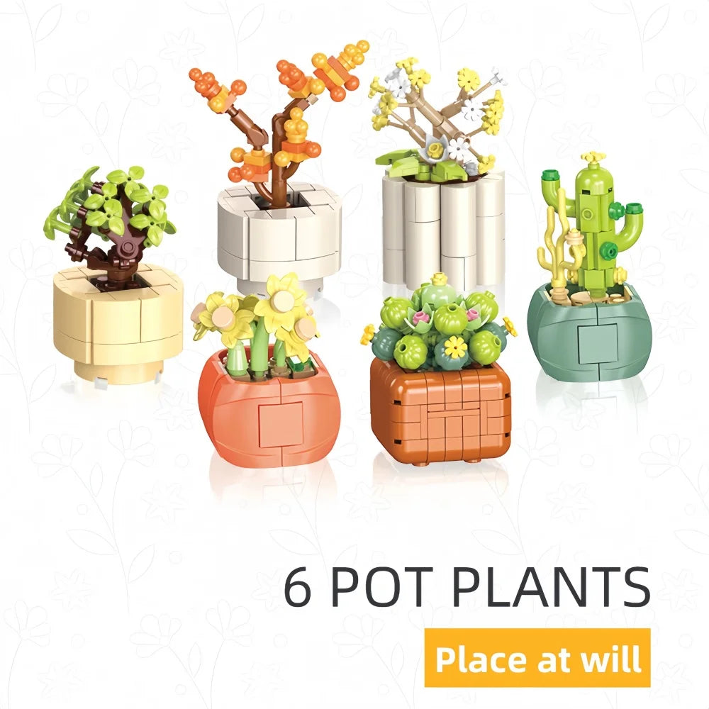 Succulent Plant Potted Building Blocks Simulated Flowers Daisies Simulated Flowers Desk Home Decoration Ornaments Children's Toy