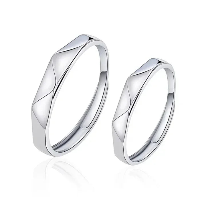 1 par de anillos de pareja de rombos blancos y negros, anillo abierto para mujeres y hombres, anillos de dedo ajustables, regalo de joyería de aniversario para amantes románticos