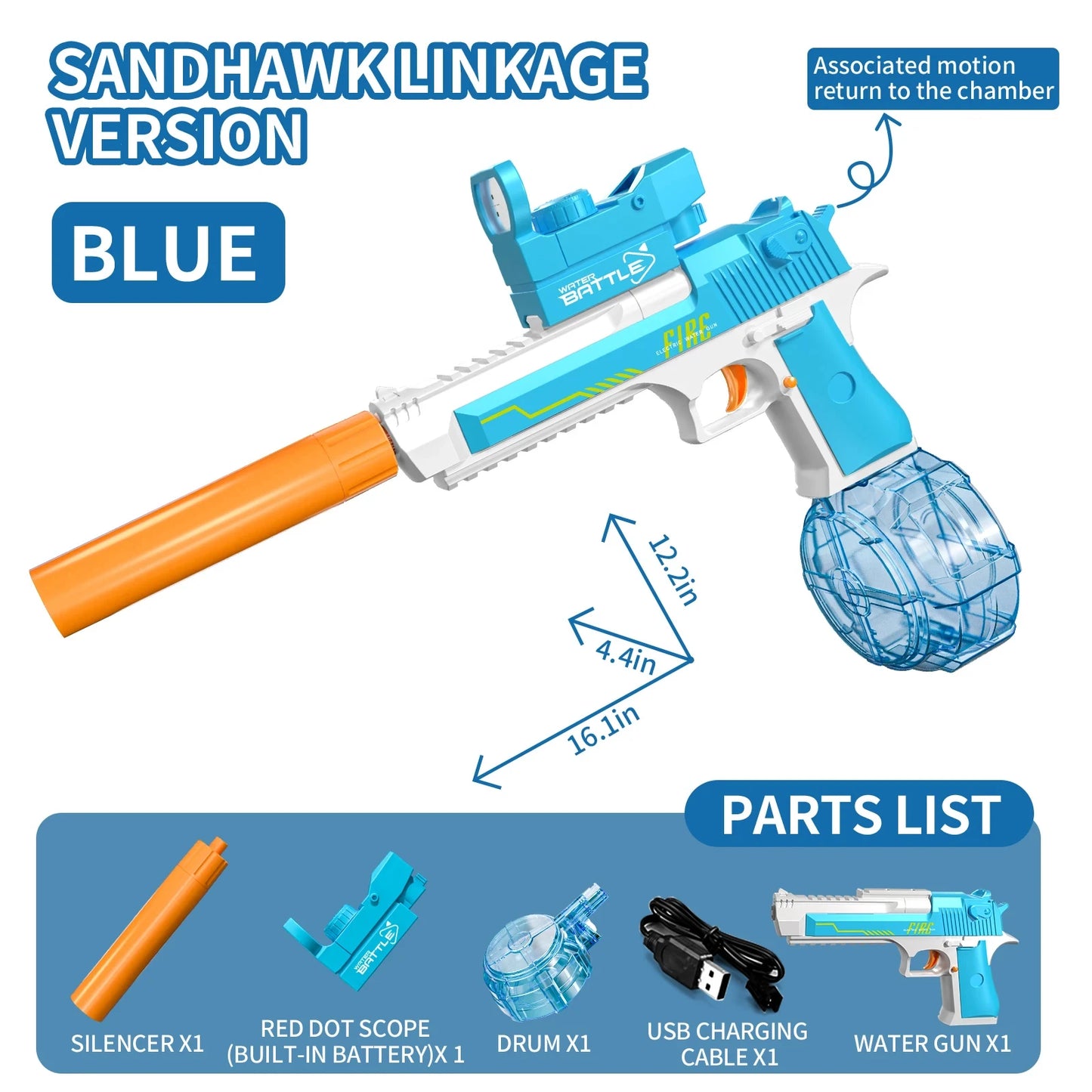Summer Toys Desert Eagle Water Gun Full Automatic Electric Shooting Water Gun Toy Children Outdoor Beach Fight Toy Boy Girl Gift