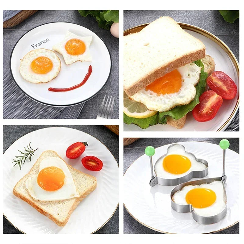 1 pieza de moldes para freír huevos de acero inoxidable, modelo de anillo de tortilla, molde para hornear panqueques, pasteles de carne, moldes para pasteles de arroz en forma de corazón para cocina