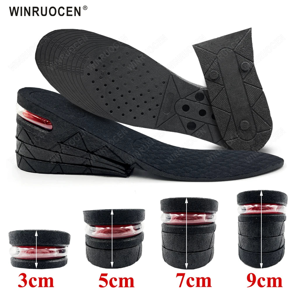 3-9cm Height Increase Insoles for Men Women Elevator Shoes Cushion Unisex Sneakers Heel Lifting Insert Heighten Insoles