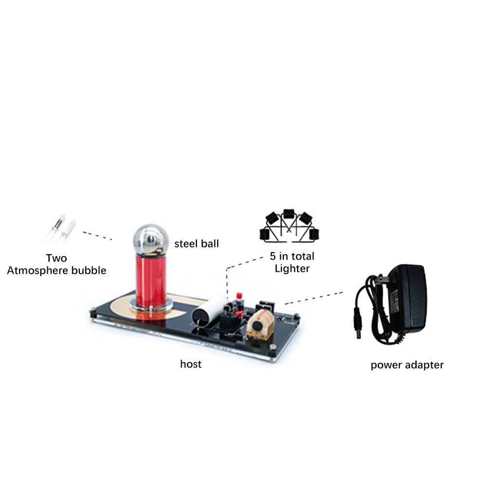 Tesla Coil DIY Kit Touchable Plasma Ball Spark Gap Arc Generator for Physics Teaching Science Experiment Model 9V Power Adapter