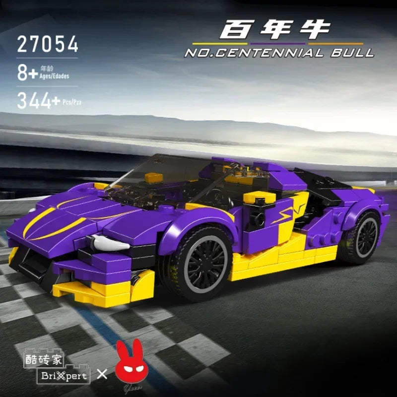 Yuxing-modelo mini-coche famoso, modelo de carreras deportivas, ocho cuadrículas, juguetes educativos para niños, bloques de construcción ensamblados