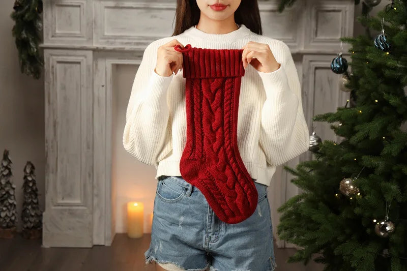 Medias navideñas grandes de 18 pulgadas, medias de compresión navideñas tejidas para niños, medias colgantes para regalar dulces, decoración navideña