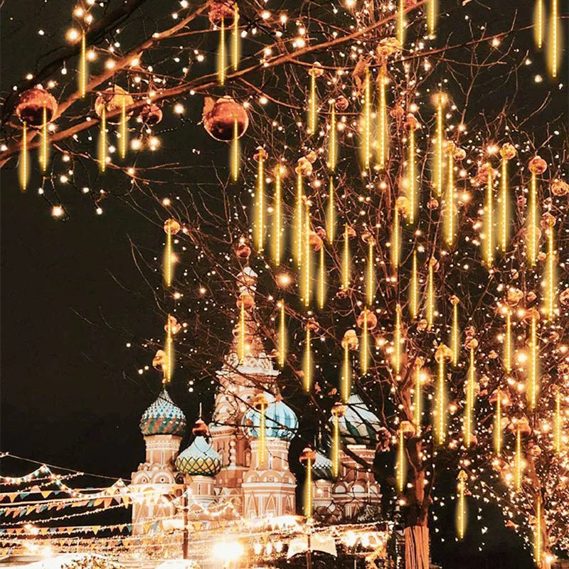 30/50cm Holiday Meteor Shower LED String Lights Christmas Falling Rain Lights Snow Falling Icicle Cascading Light Waterproof New