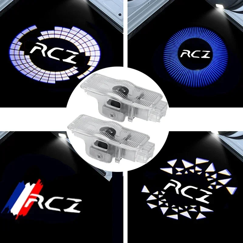 2PCS Car Door Shadow Lights Laser Projector Ghost Atmosphere Logo Lamp for Peugeot RCZ 2011-2014 Auto LED Welcome Accessories