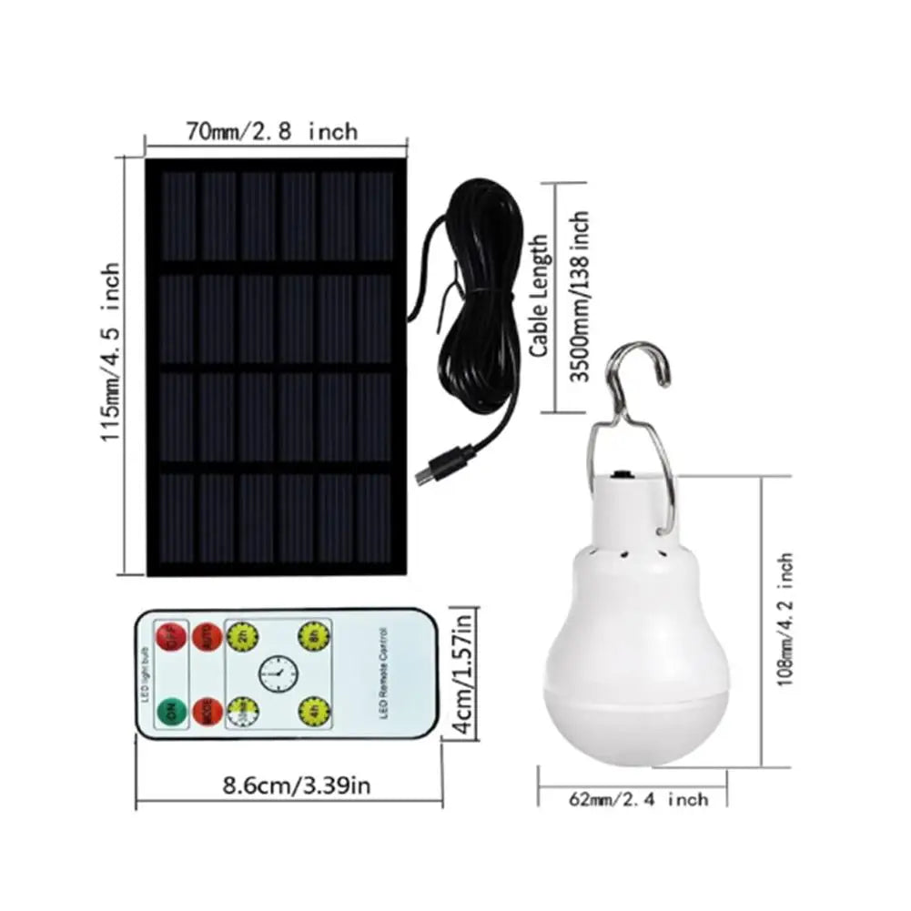 1pc LED Solar Lamp Bulb Waterproof Remote Portable Solar Garden Hanging Light For Outdoor Hiking Fishing Emergency Lighting