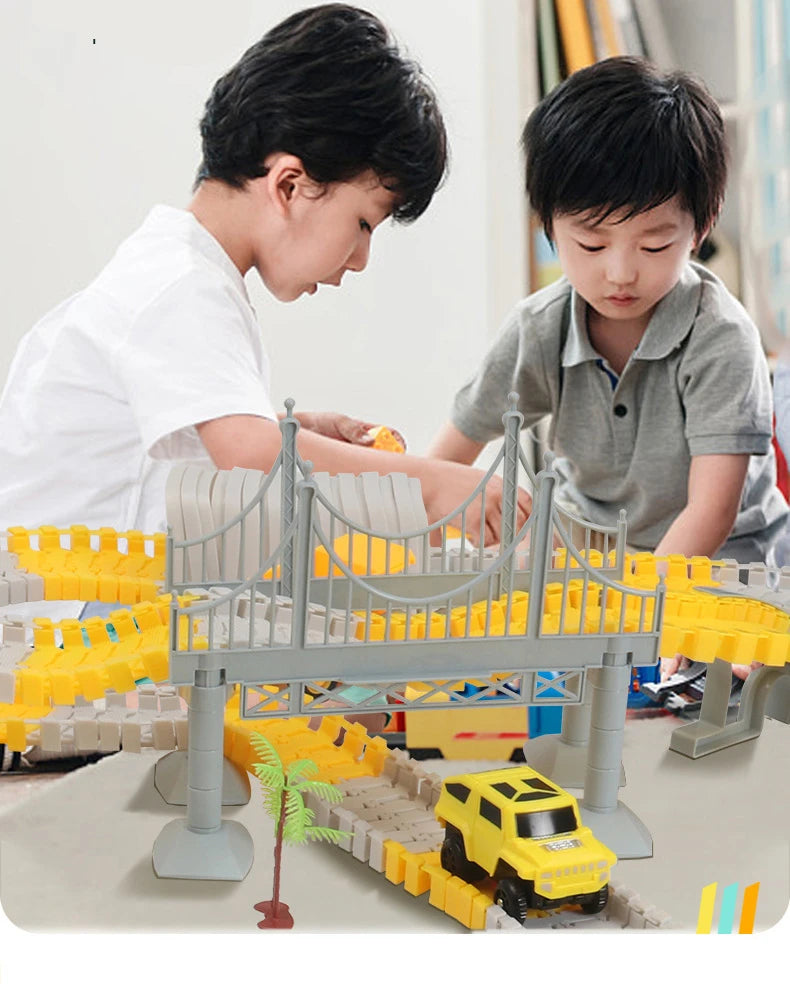 333pcs DIY Race Flexible Railway Racing Play Game Set Track Rail Car Toys Children Bend Electronic Educational for Magic Brain