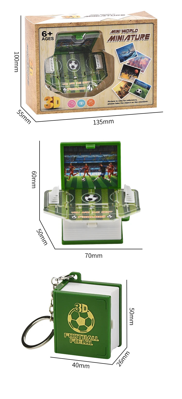 2024 3D Folding Bomb Explosion Book Novelty Mini Football Match Astronaut Keychain Children's Handheld Game Board Games Boy Gift
