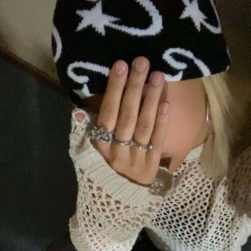 1 gorro de punto para mujer, gorro de punto para hombre, gorro unisex de punto moderno sin ala, para actividades al aire libre, estilo Y2k, hip hop, gótico, ciclismo