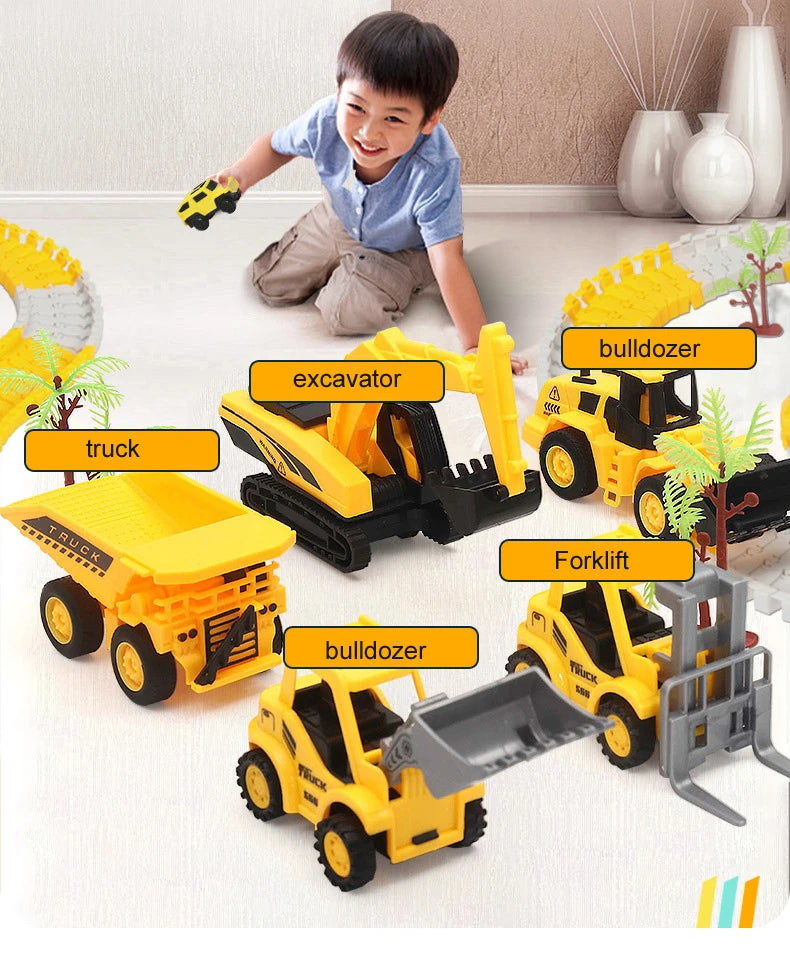 333pcs DIY Race Flexible Railway Racing Play Game Set Track Rail Car Toys Children Bend Electronic Educational for Magic Brain