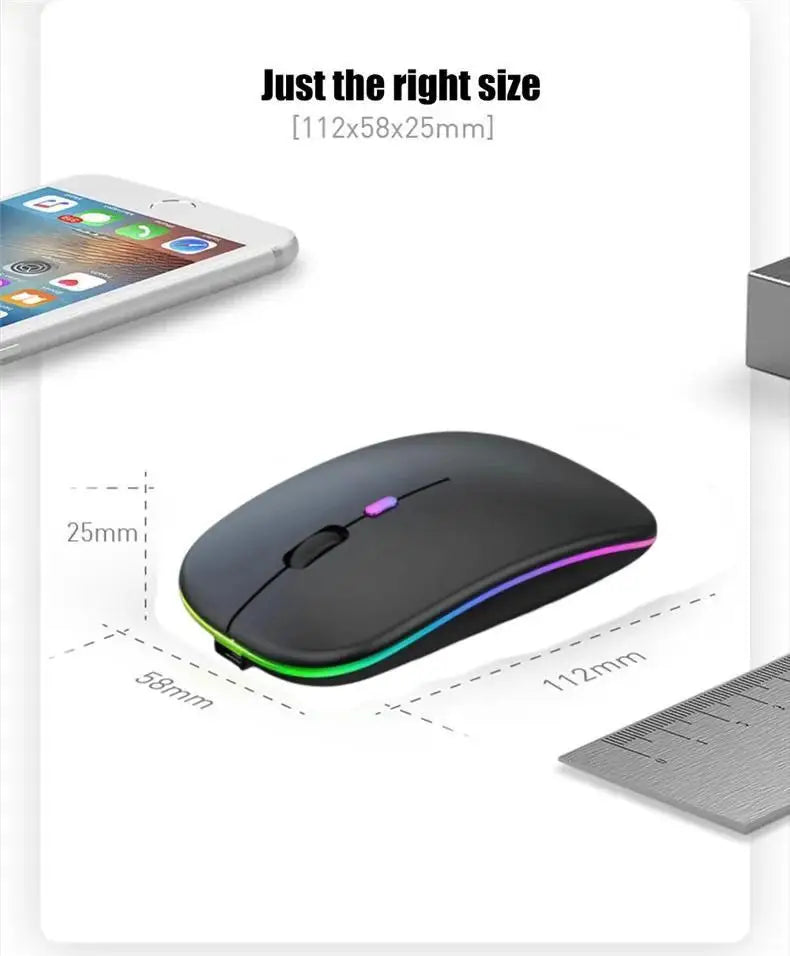 Souris sans fil rechargeable silencieuse à rétroéclairage LED pour ordinateur portable, récepteur 2,4 GHz, souris optique double mode Bluetooth