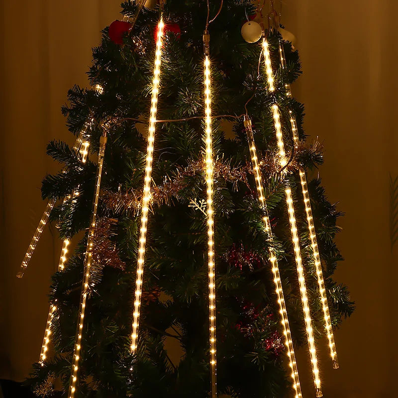 30/50cm Holiday Meteor Shower LED String Lights Christmas Falling Rain Lights Snow Falling Icicle Cascading Light Waterproof New
