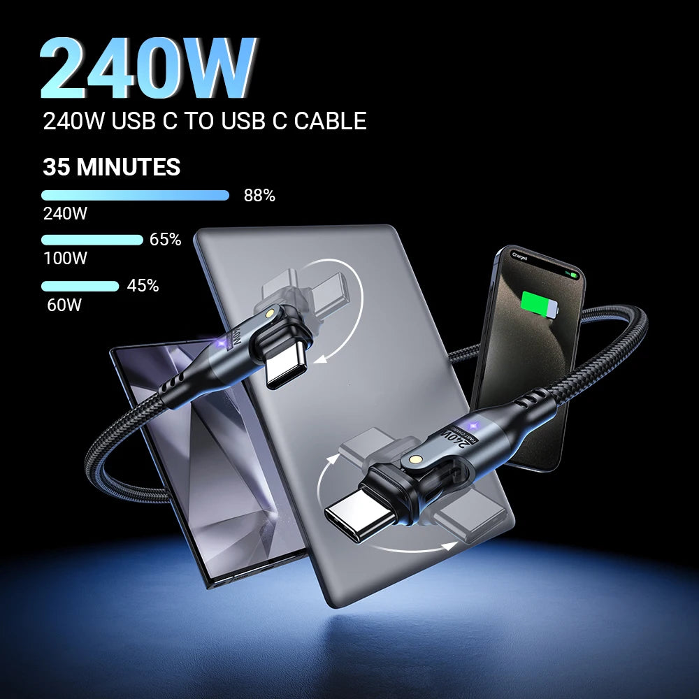 AUFU 240W USB C to USB Type C Cable for MacBook Pro Quick Charge 3.1 PD Fast Charging Cable for Samsung Xiaomi POCO Charge Cable