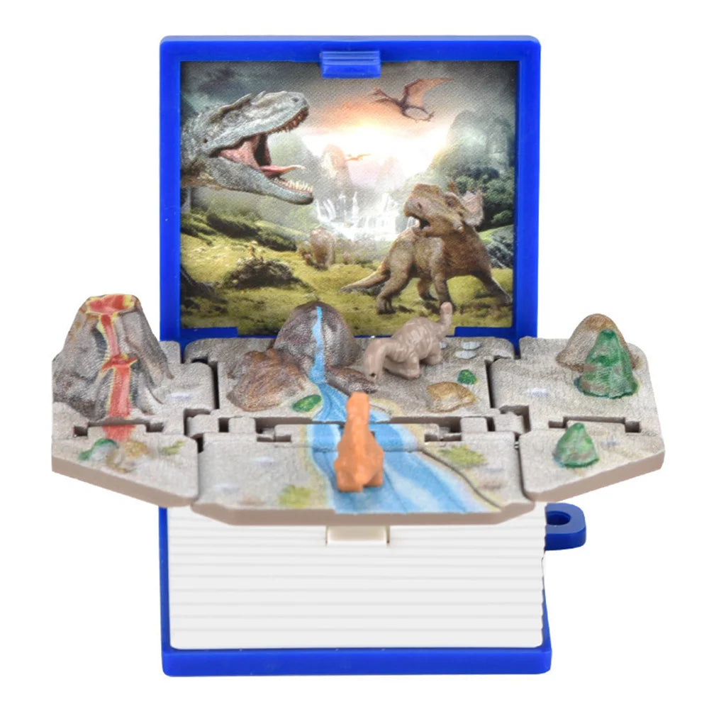 3D Castles Toys For Kids Mini Pop-Up Keychain Decoration Novelty Mini Dinosaurs Figures Book Educational Toy Gift Pink Brown